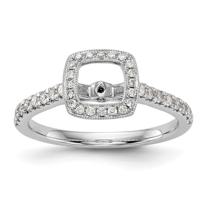 14K White Gold Peg Set Simulated Diamond Cushion Halo Engagement Ring