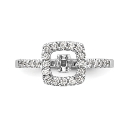 14K White Gold Peg Set Simulated Diamond Cushion Halo Engagement Ring