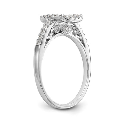 14K White Gold Peg Set Simulated Diamond Cushion Halo Engagement Ring