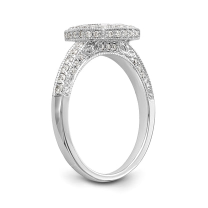 14K White Gold Peg Set Simulated Diamond Cushion Halo Engagement Ring