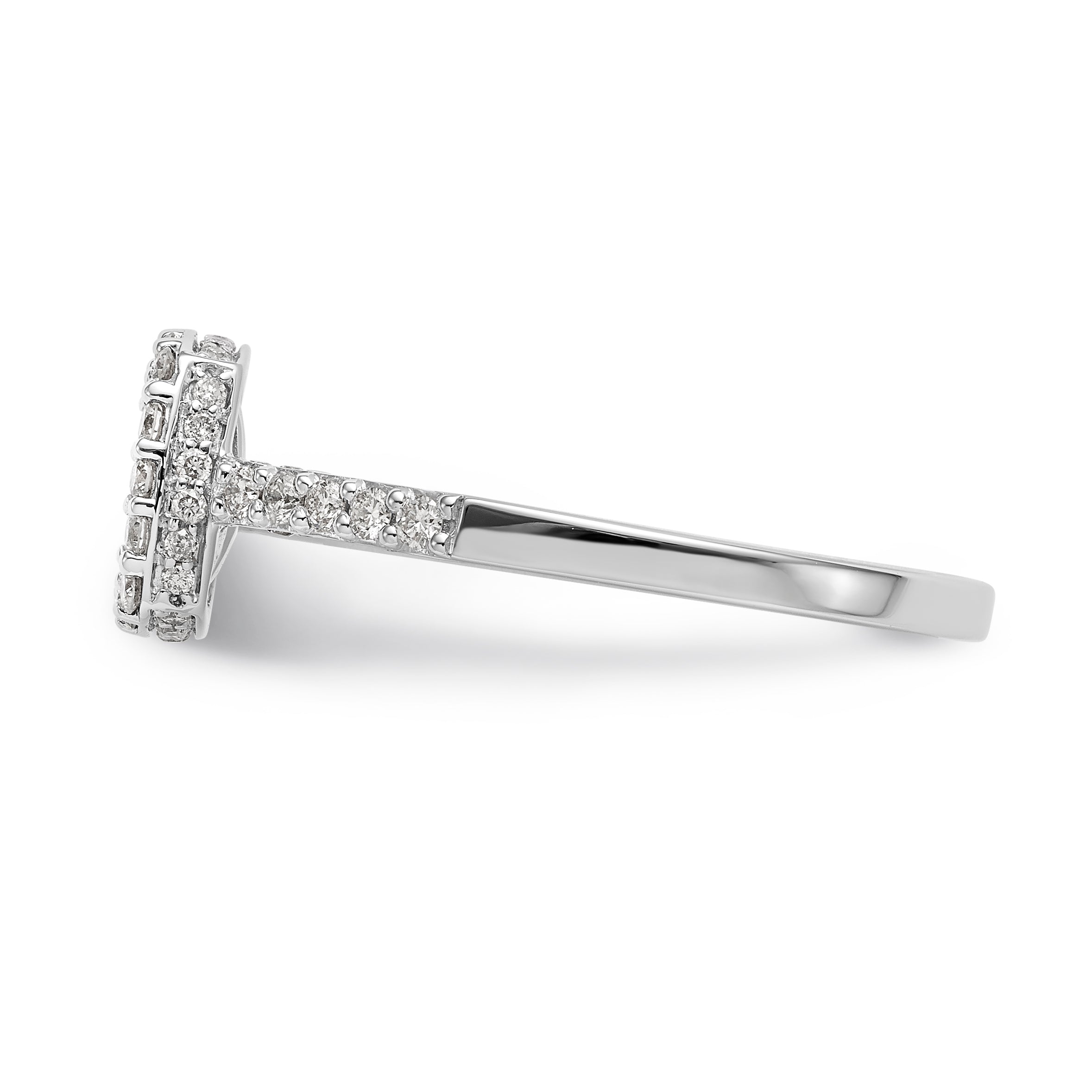 14K White Gold Peg Set Simulated Diamond Cushion Halo Engagement Ring
