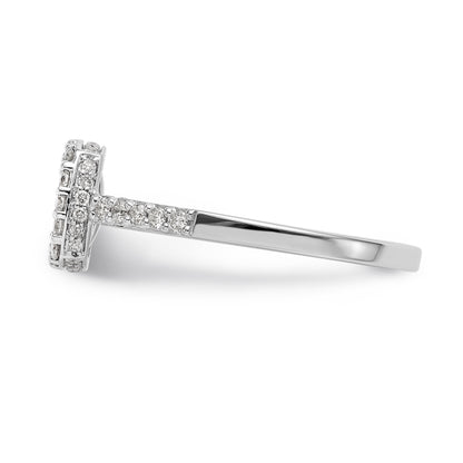 14K White Gold Peg Set Simulated Diamond Cushion Halo Engagement Ring