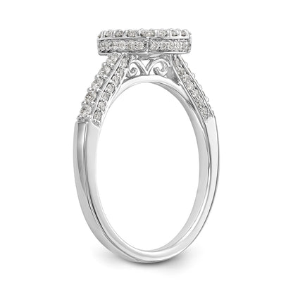 14K White Gold Peg Set Simulated Diamond Cushion Halo Engagement Ring
