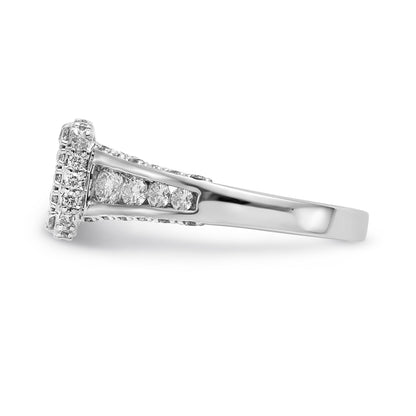 14K White Gold Peg Set Simulated Diamond Cushion Halo Engagement Ring