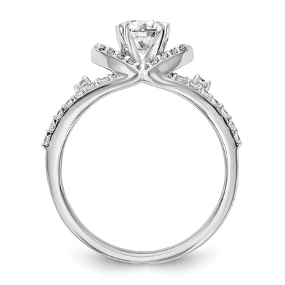 14kw Peg Set Simulated Diamond Cushion Halo Engagement Ring