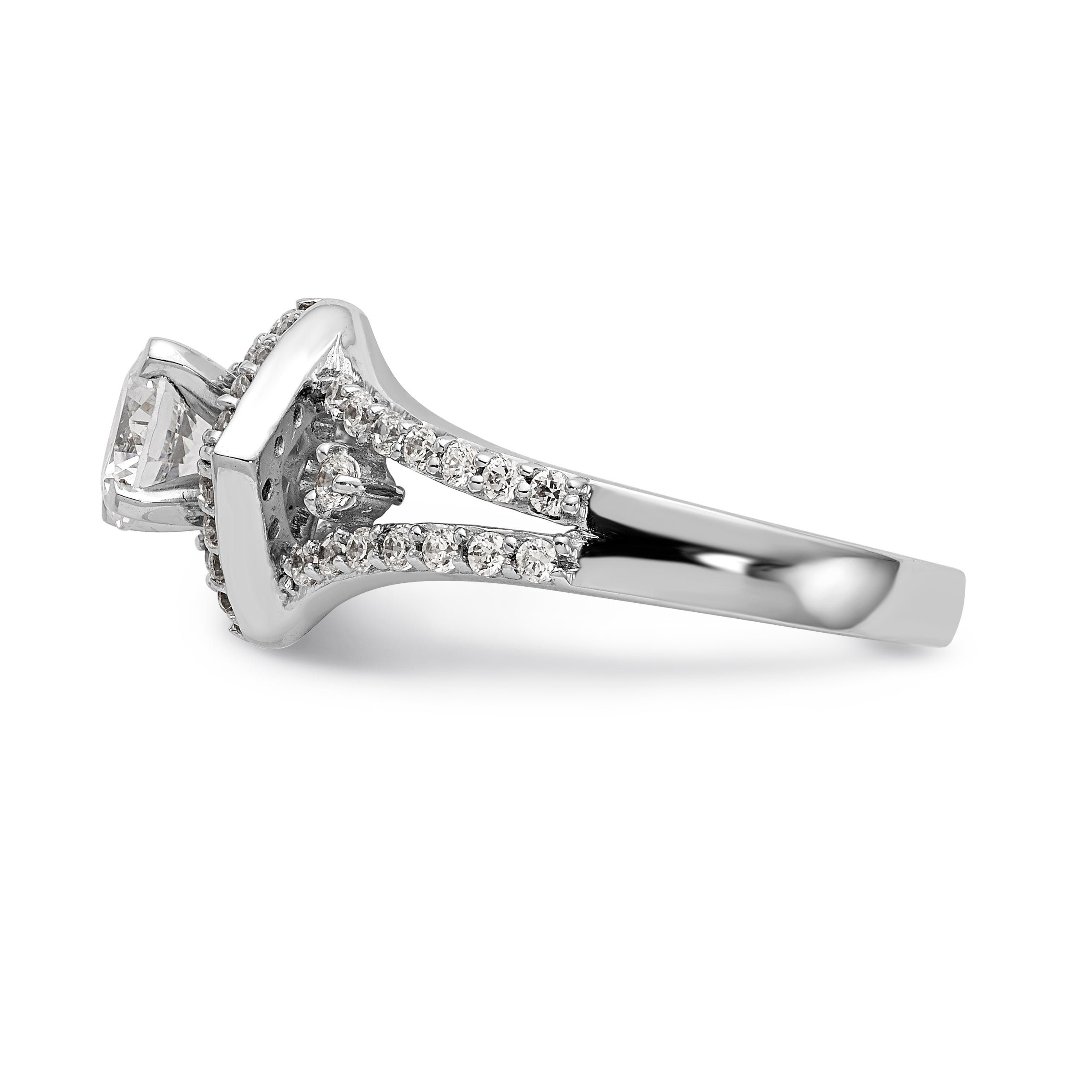 14kw Peg Set Simulated Diamond Cushion Halo Engagement Ring