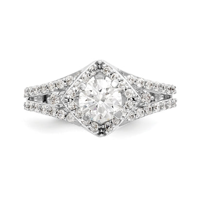 14kw Peg Set Simulated Diamond Cushion Halo Engagement Ring