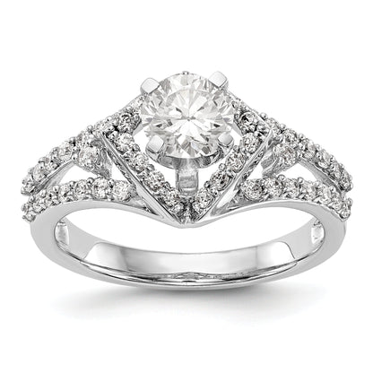 14kw Peg Set Simulated Diamond Cushion Halo Engagement Ring