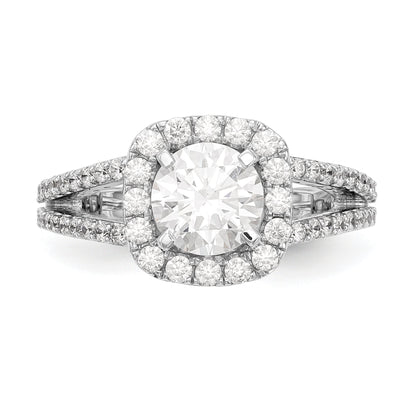 14kw Peg Set Simulated Diamond Cushion Halo Engagement Ring