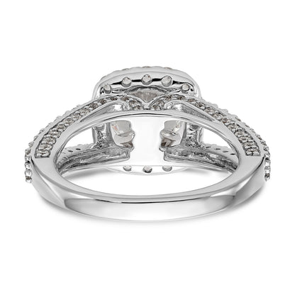 14kw Peg Set Simulated Diamond Cushion Halo Engagement Ring