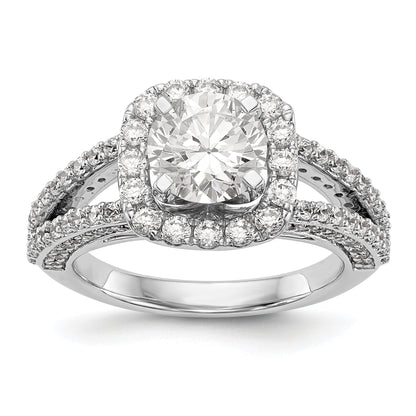 14kw Peg Set Simulated Diamond Cushion Halo Engagement Ring