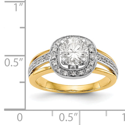 14ktt Peg Set CZ Cushion Halo Engagement Ring