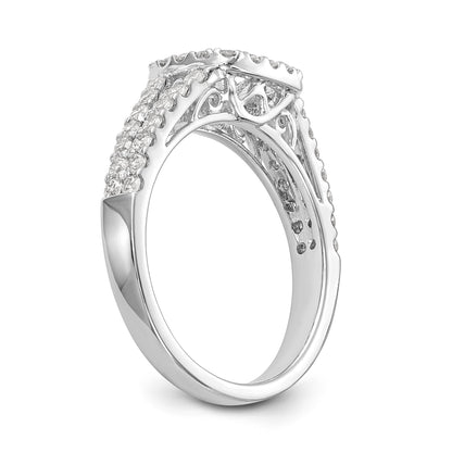 14K White Gold Peg Set Dia CZ Cushion Halo Engagement Ring