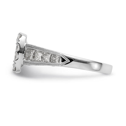 14K White Gold Peg Set Simulated Diamond Cushion HaloEngagement Ring