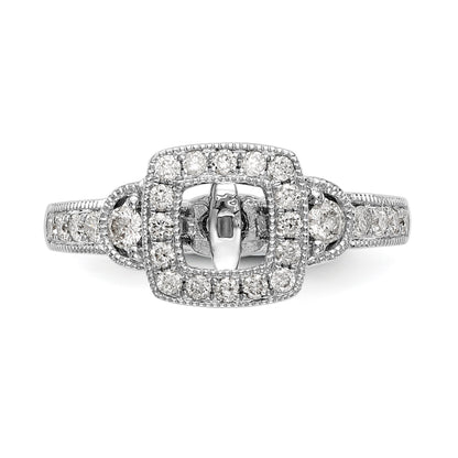 14K White Gold Peg Set Simulated Diamond Cushion HaloEngagement Ring
