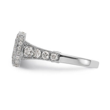 14K White Gold Peg Set Diamond Cushion Halo CZ Engagement Ring