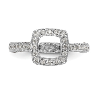 14K White Gold Peg Set Simulated Diamond Cushion HaloEngagement Ring