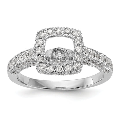 14K White Gold Peg Set Simulated Diamond Cushion HaloEngagement Ring