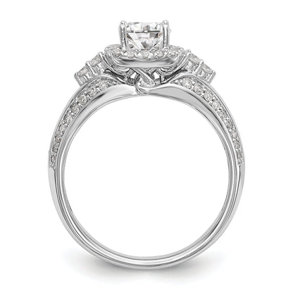 14K White Gold Simulated Diamond Cushion HaloEngagement Ring