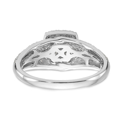 14K White Gold Simulated Diamond Cushion HaloEngagement Ring