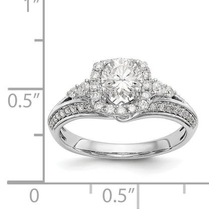 14K White Gold Simulated Diamond Cushion HaloEngagement Ring