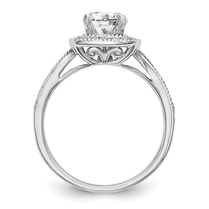 14K White Gold Simulated Diamond Cushion Halo Engagement Ring