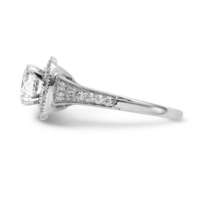 14K White Gold Simulated Diamond Cushion Halo Engagement Ring