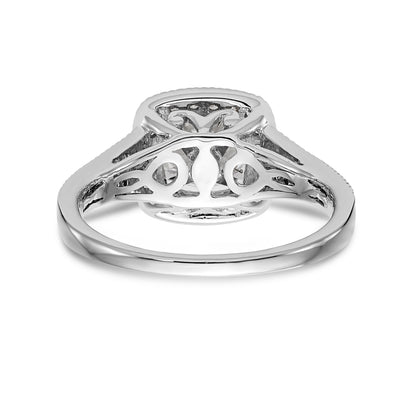 14K White Gold Simulated Diamond Cushion Halo Engagement Ring
