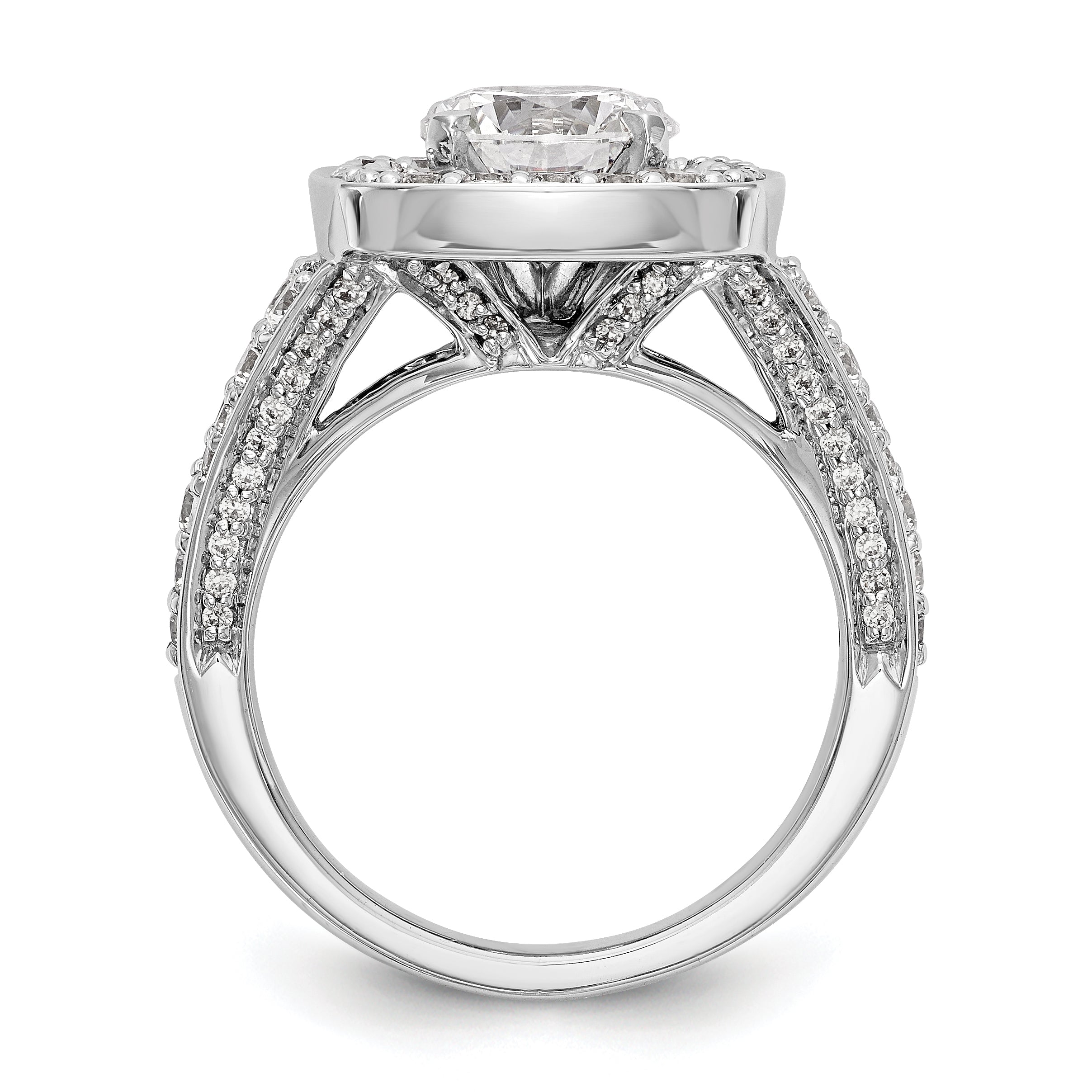 14kw Peg Set Simulated Diamond Cushion HaloEngagement Ring