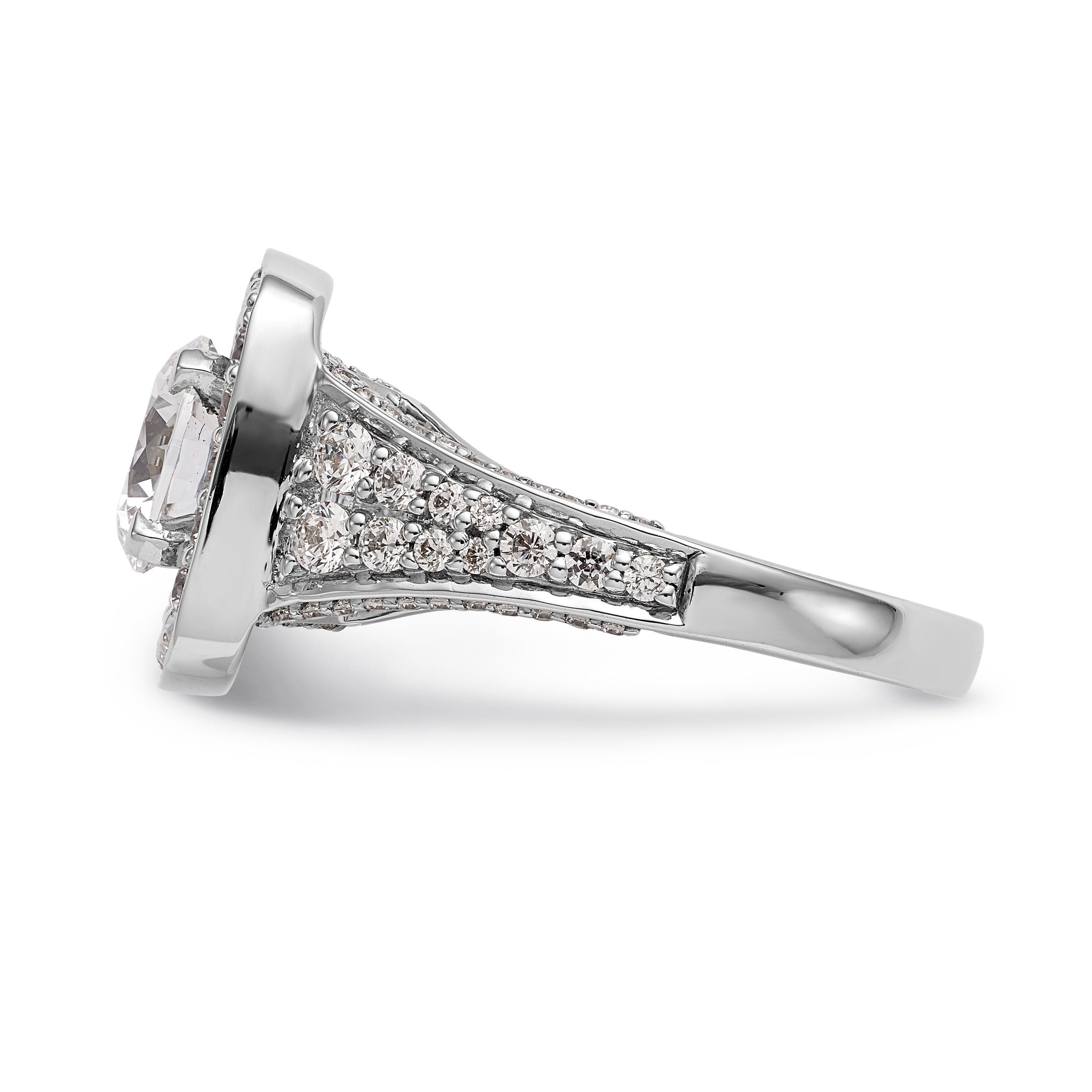 14kw Peg Set Simulated Diamond Cushion HaloEngagement Ring