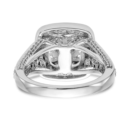 14kw Peg Set Simulated Diamond Cushion HaloEngagement Ring