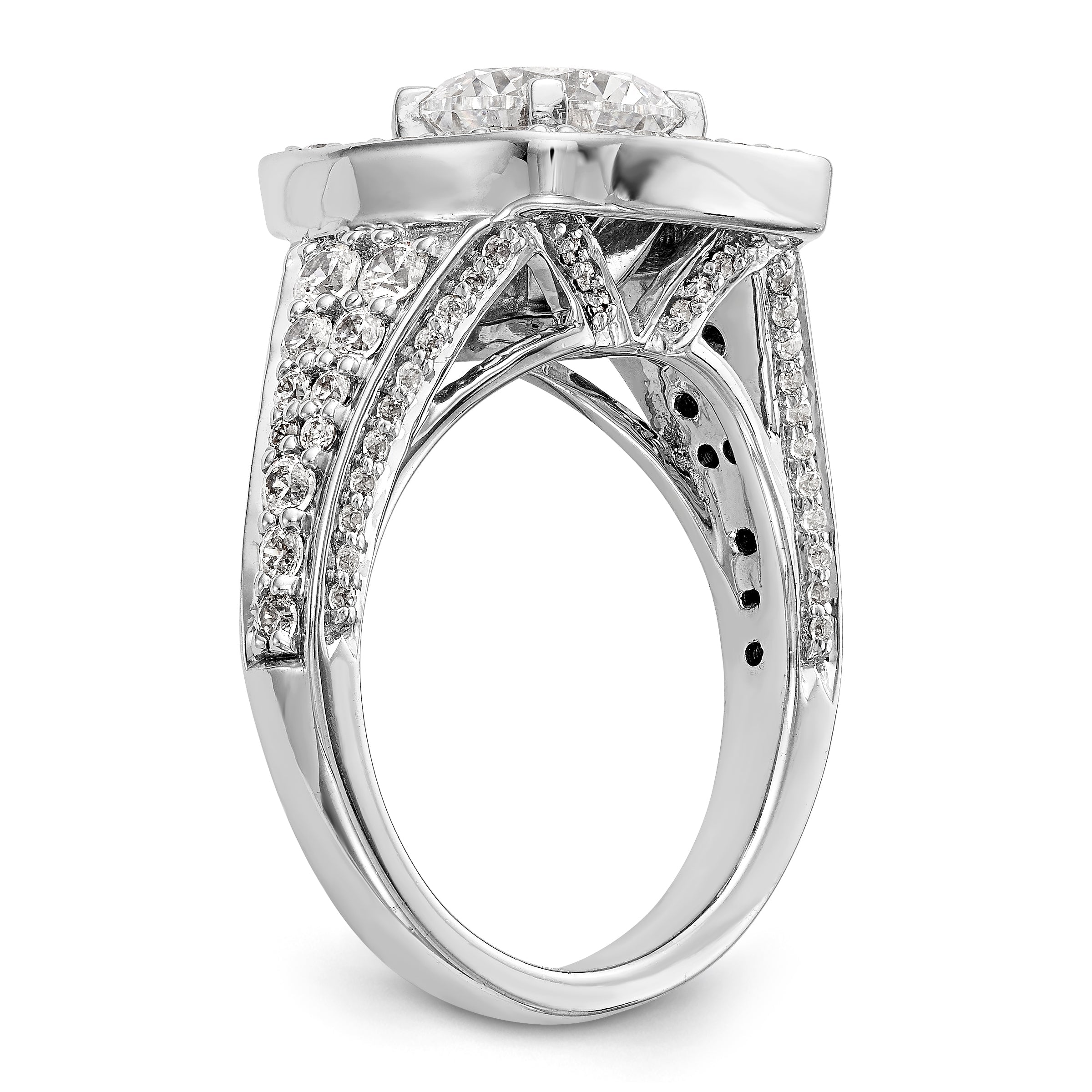 14kw Peg Set Simulated Diamond Cushion HaloEngagement Ring