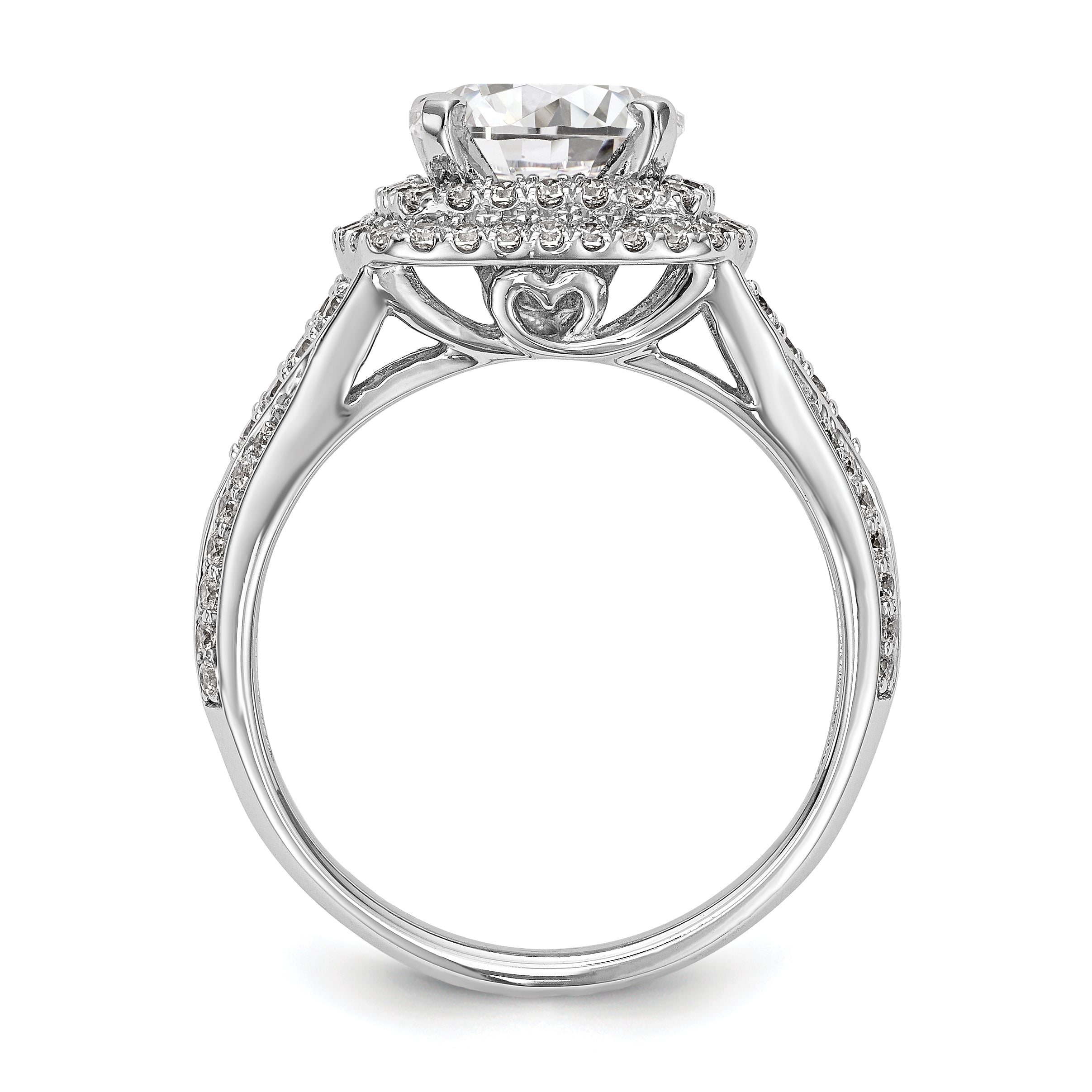 14kw Peg Set Simulated Diamond Cushion Halo Engagement Ring