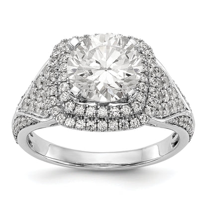 14kw Peg Set Simulated Diamond Cushion Halo Engagement Ring