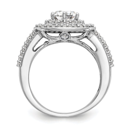 14K White Gold Simulated Diamond Double Cushion HaloEngagement Ring