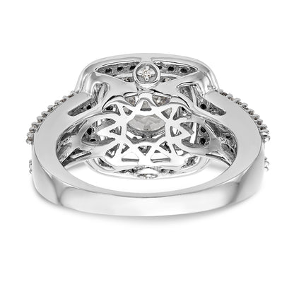 14K White Gold Simulated Diamond Double Cushion HaloEngagement Ring