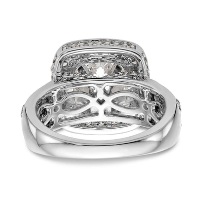 14kw Peg Set Simulated Diamond Cushion Halo Engagement Ring