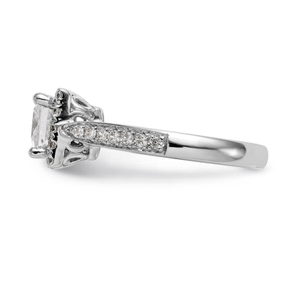 14K White Gold Diamond Princess CZ Square Halo Engagement Ring