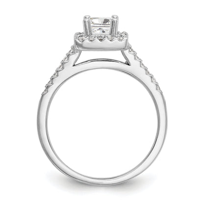14K White Gold Diamond Princess CZ Square Halo Engagement Ring