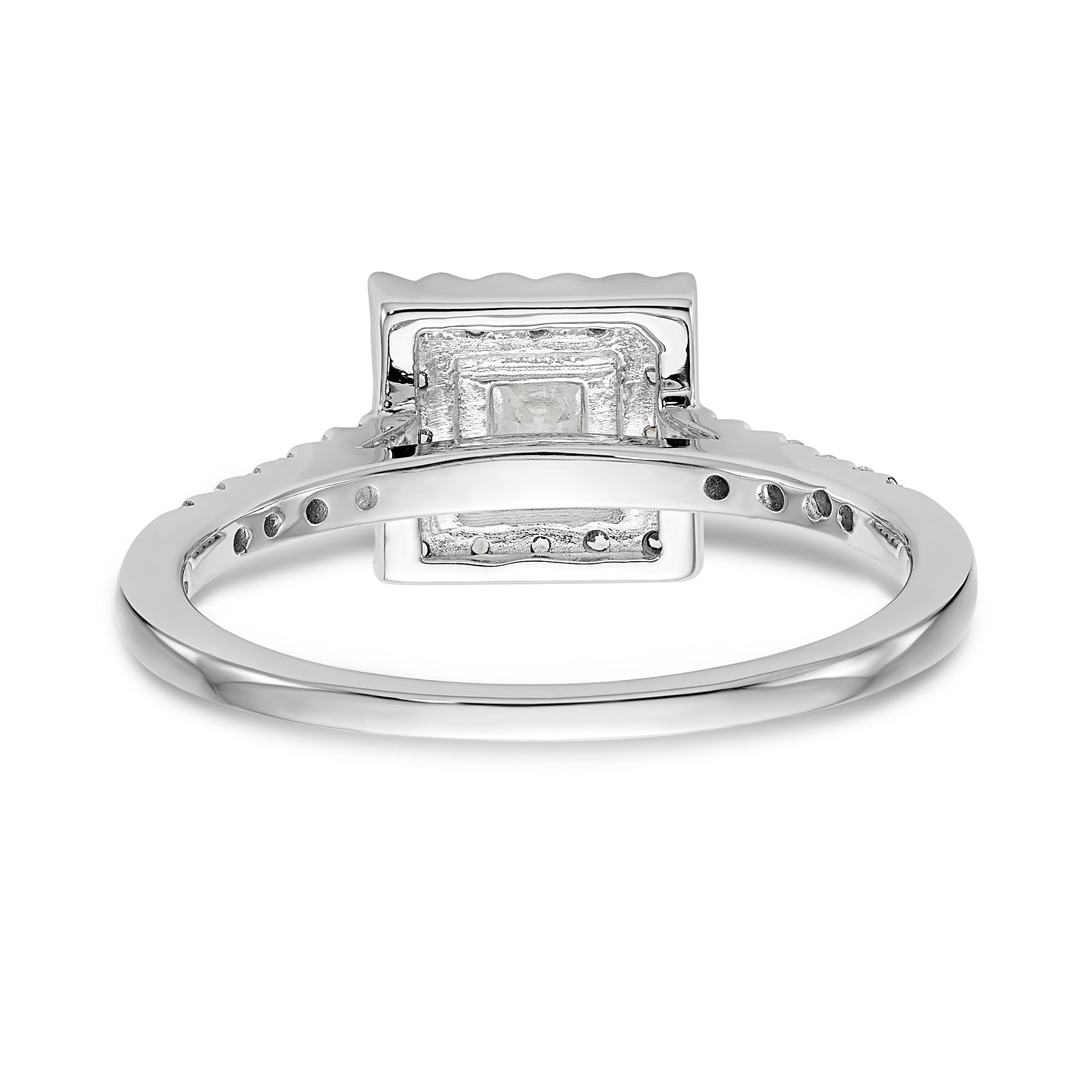 14K White Gold Diamond Princess CZ Square Halo Engagement Ring