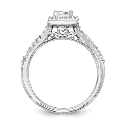 14K White Gold Diamond Princess CZ Square Halo Engagement Ring
