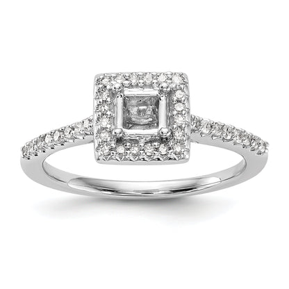 14K White Gold Diamond Princess CZ Square Halo Engagement Ring