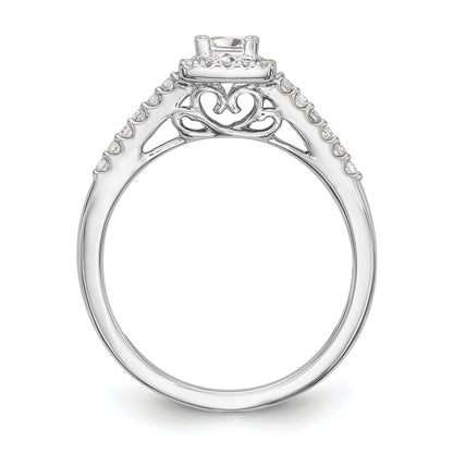 14K White Gold Diamond Princess CZ Square Halo Engagement Ring