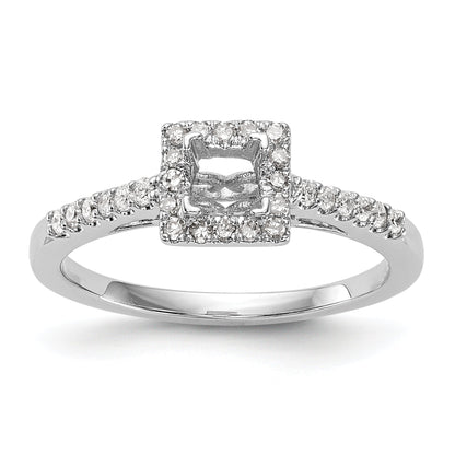 14K White Gold Diamond Princess CZ Square Halo Engagement Ring
