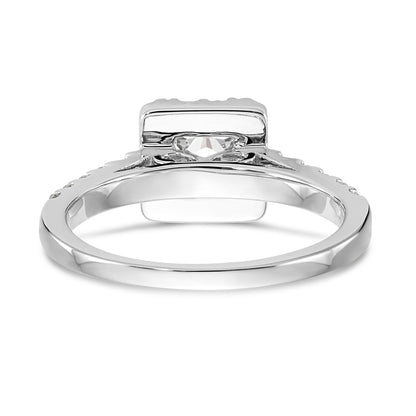 14K White Gold Diamond Princess CZ Square Halo Engagement Ring