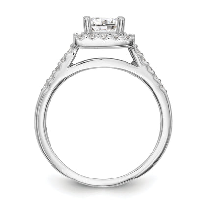 14K White Gold Diamond Princess CZ Square Halo Engagement Ring