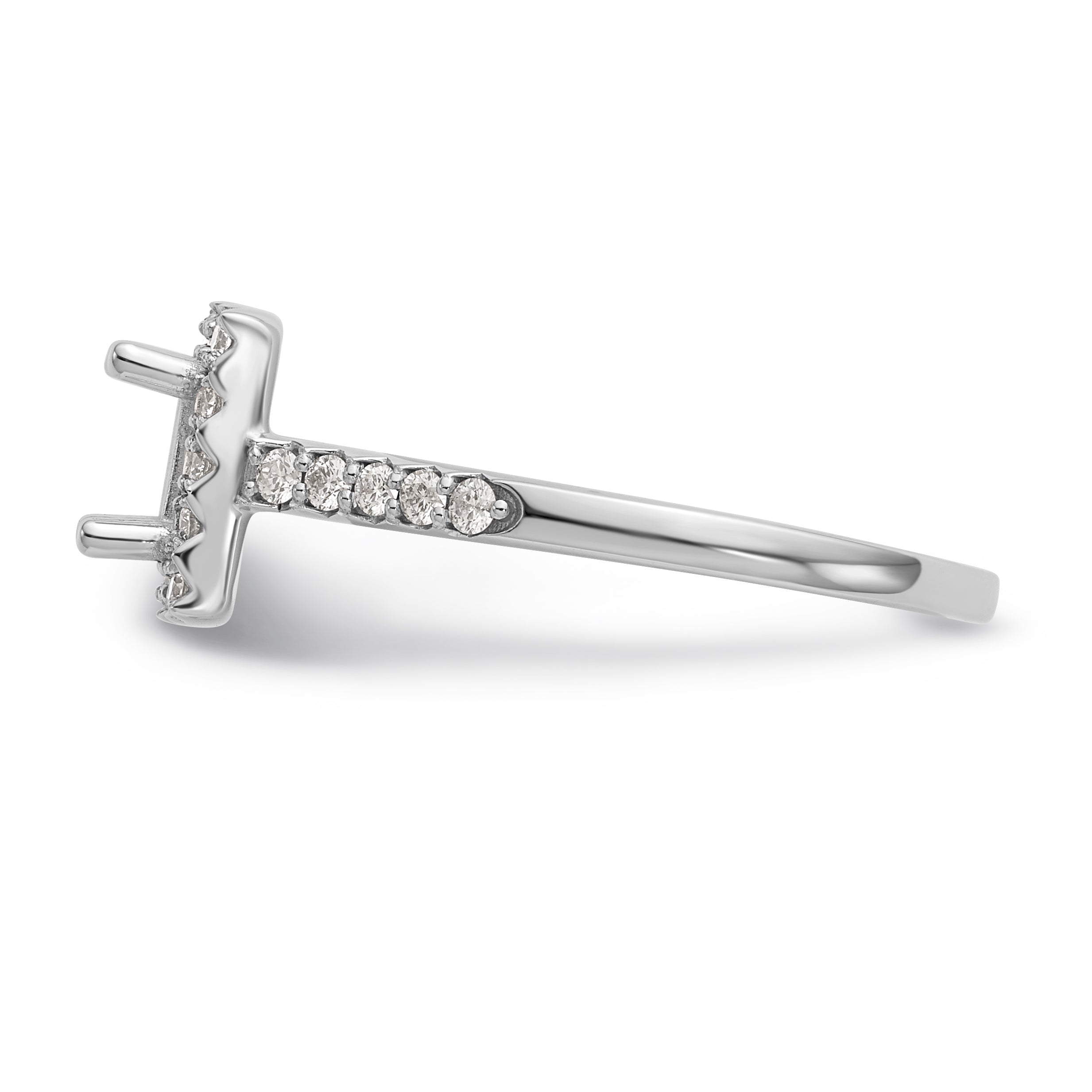 14K White Gold Diamond Princess CZ Square Halo Engagement Ring