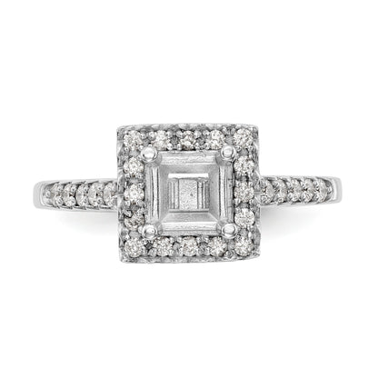 14K White Gold Diamond Princess CZ Square Halo Engagement Ring