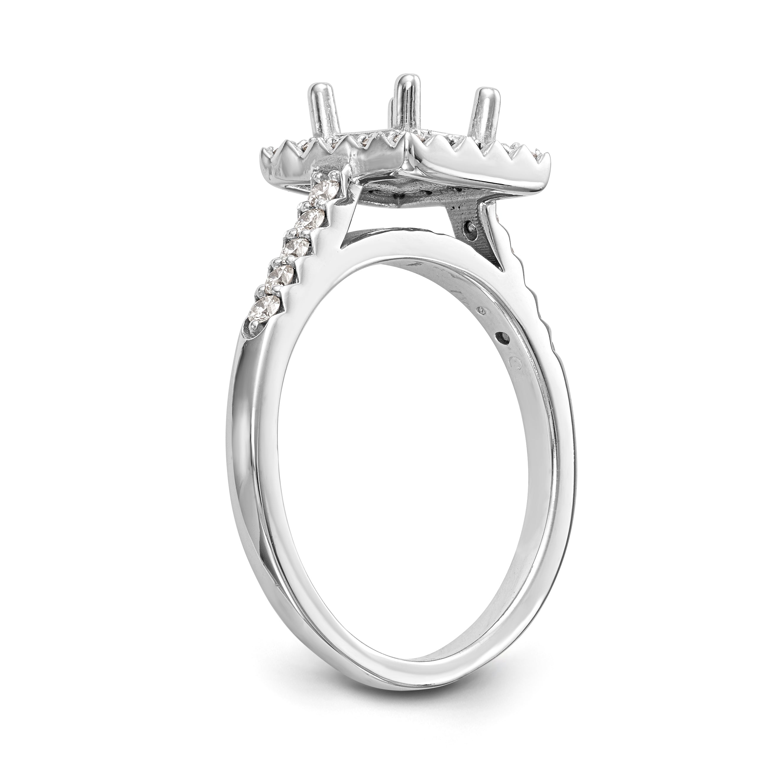 14K White Gold Diamond Princess CZ Square Halo Engagement Ring