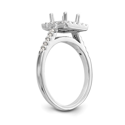 14K White Gold Diamond Princess CZ Square Halo Engagement Ring